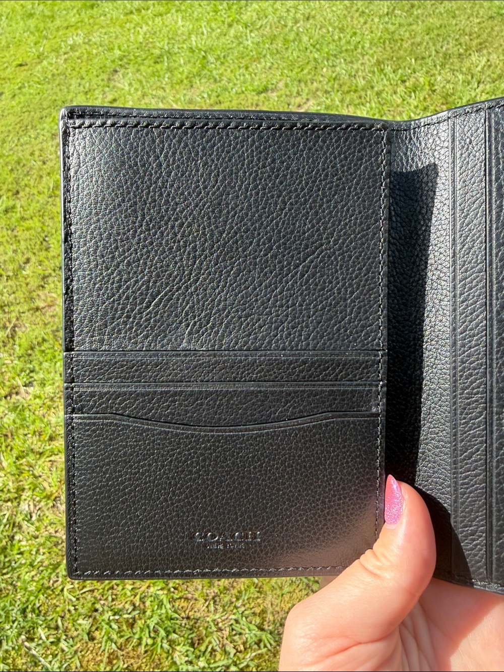 COACH Black Pebbled Leather Passport Holder - Picture 2 of 4